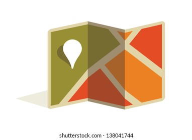 Stylish map and pin pointer with free space for your company logo. Isolated on white