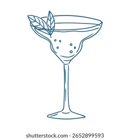 Elegante vidro margarita com folhas de hortelã acrescenta um toque refrescante para as reuniões de verão e celebrações