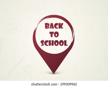 Stylish maroon icon with text Back to School on shiny green background. 