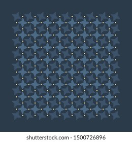 Stylish masculine bandana pattern ultimate grey blue background. Modern geometrical motif ornament elegant abstract shapes manly fabric design. Man, woman silk scarf square rapport textile print block