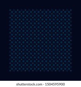 Stylish masculine bandana pattern ultimate grey blue background. Modern geometrical motif ornament elegant abstract shapes manly fabric design. Man, woman silk scarf square rapport textile print block