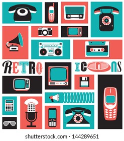 Stylish Media Icons | Retro Style | Vintage Elements | Nostalgic Design | Good Old Days Feeling | Hipster Trend | Vector Set