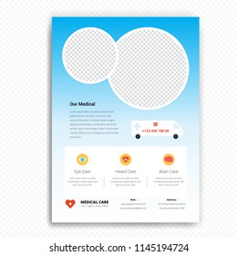 Stylish Medical Care template, brochure or flyer design with proper place holders for your content.
