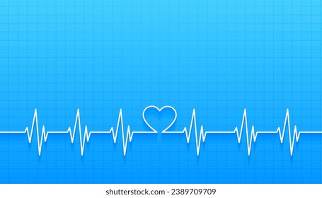 stylish medical health care blue banner with cardiograph design vector