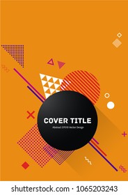 Stylish memphis design placard pattern with white, violet, pink and magenta shapes on orange background. Cool memphis template placard page. Page illustration for school notebook, dairy or notepad.