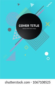 Stylish memphis front cover clipart with white, yellow, pink and gray geometrical shapes on background. Minimalistic front page surface. Colorful title page pattern for personal notebook.