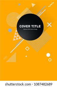 Stylish memphis front cover vector with white, green and gray geometrical shapes on background. Minimalistic front page theme. Colorful title page pattern for school notebook, dairy or notepad.
