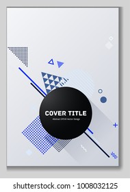 Stylish memphis neo background with white blue geometrical shapes. Minimalistic front page texture. Colorful memphis neo style graphic design for marketing purpose.