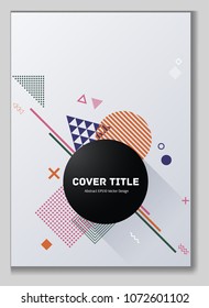 Stylish memphis neo pattern with white geometrical shapes. Minimalistic front page theme. Colorful memphis neo style design for journalistic purpose.