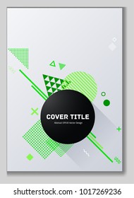 Stylish memphis neo vector with white and green geometrical shapes. Minimalistic front surface. Colorful memphis neo style background for personal purpose.