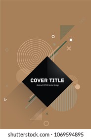 Stylish memphis neo vector with white, green and brown geometrical shapes on background. Minimalistic front page template. Colorful memphis neo style design for business purpose.