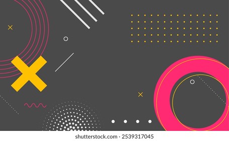 Elegante Fondo de pantalla negro de patrón de Memphis con Elementos geométricos Vector