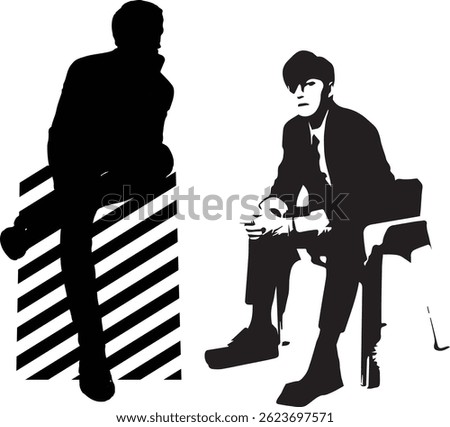Stylish Men Sitting Silhouettes Vector Set