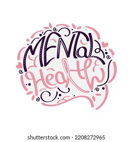 Stylish Mental Health Font Against Gray And White Background.