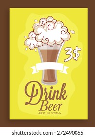 Stylish menu card design in yellow color for club, pub and beer bar.