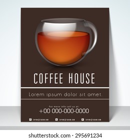 Stylish Menu For Coffee Shop With Address Bar, Place Holder And Mailer.