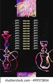 Stylish Menu For Hookah With Colorful Elements.