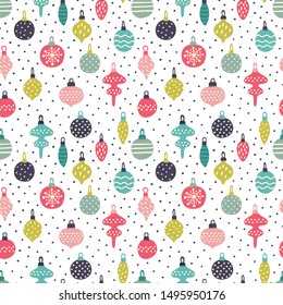 Stylish Merry Christmas seamless pattern with Christmas balls. Seamless pattern can be used for wallpapers, pattern fills, web page backgrounds.