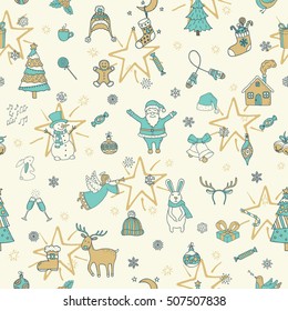 Stylish Merry Christmas seamless pattern.  Can be used for wrapping paper, pattern fill, web page background/