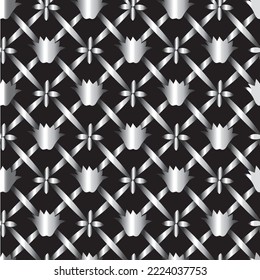 Stylish metallic tulip seamless vector ornamental pattern
