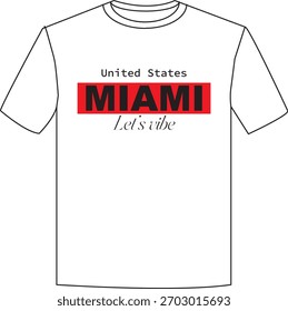 Stylish miami text white t-shirt design sample mockup