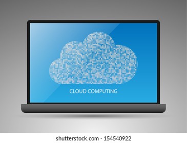 Stylish Minimal Cloud Computing Laptop Illustration