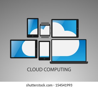 Stylish Minimal Cloud Devices Illustration