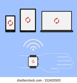 Stylish Minimal Device Synchronization Illustration