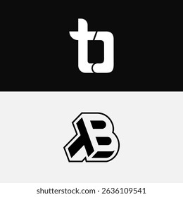 Stylish minimal initial logo featuring letters TB and BT designed for stock market and finance brands. Modern clean design perfect for professional business identity and investment marketing.