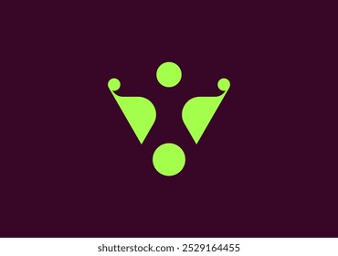 Stylish minimal logo of V with a human symbol cleverly integrated in negative space area