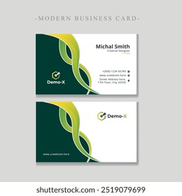 Stylish and minimal professional white and green business card template, Elegant minimal professional business card template