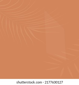 Stylish minimal summer orange vector background. Palm leaves and window shadows on the wall
