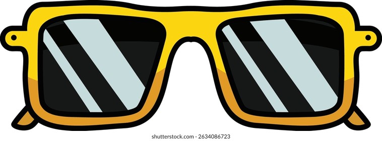 A stylish and minimal sunglasses icon representing eyewear used for fashion and UV protection.
