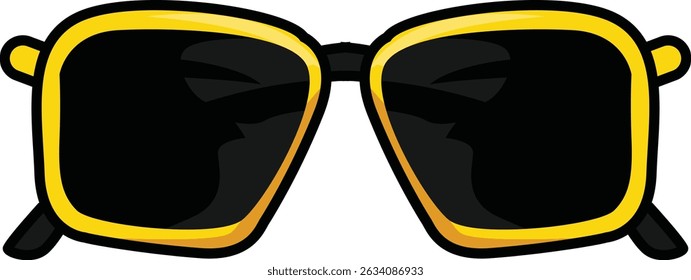 A stylish and minimal sunglasses icon representing eyewear used for fashion and UV protection.