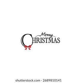 Elegante tipografia "Feliz Natal" com um sotaque vermelho, design festivo moderno 