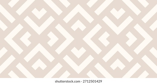 Elegante padrão contínuo geométrico vetorial mínimo com quadrados, losangos, setas, grade, retículo. Abstrato ornamento gráfico bege sutil. Textura de fundo moderna simples. Design gráfico repetido