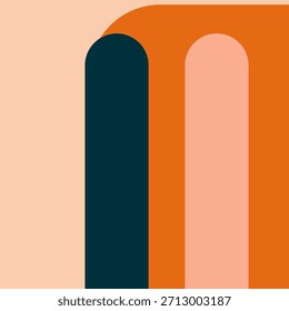 Un diseño abstracto elegante y minimalista con Formas geométricas redondeadas en una paleta de colores vibrantes, perfecto para fondos modernos o proyectos artísticos.