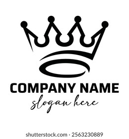 Stylish, minimalist black crown logo on a white background.