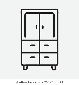 Stylish and Minimalist China Cabinet Icon in Elegant Line Art Style