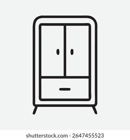 Stylish and Minimalist China Cabinet Icon in Elegant Line Art Style