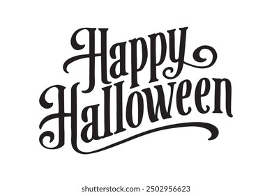 A stylish and minimalist design featuring the text "Happy Halloween" in elegant calligraphy. the letters are bold and curved, evoking a sense of vintage spookiness. the typography is set against a sta