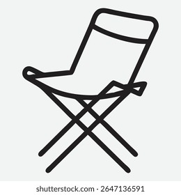 Ícone de cadeira dobrável elegante e minimalista em linha de arte