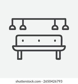 Ícone elegante e minimalista do banco do salão em estilo de arte de linha limpa
