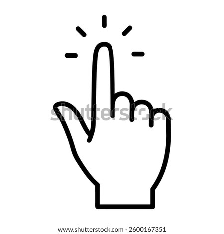 A stylish minimalist hand icon featuring a finger pointing upward, perfect for illustrating pressing actions or digital interactions in various design projects.