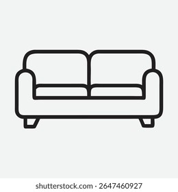 Stylish and Minimalist Sofa Icon in Elegant Line Art Illustration
