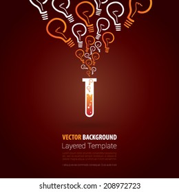 Stylish and minimalist vector background Ideas/bulbs coming out of a Test Tube. Creative Concept for showing Ideas, Innovation, Invention, and many other ideas.