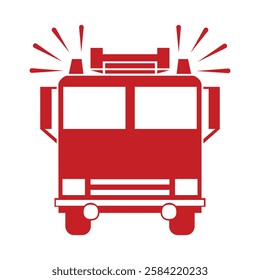 A stylish, minimalist vector of a red fire truck, ideal for creating impactful, modern graphics for fire departments, emergency services, or related marketing materials.