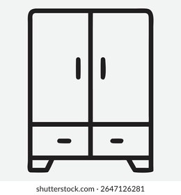 Ícone de Guarda-Roupa Elegante e Minimalista na Ilustração de Arte em Linha Elegante