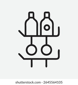 Stylish and Minimalist Wine Rack Icon in Clean Line Art Illustration