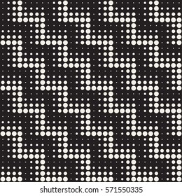 Stylish Minimalistic Halftone Circle Grid. Abstract Geometric Background Design. Vector Seamless Black and White Pattern.